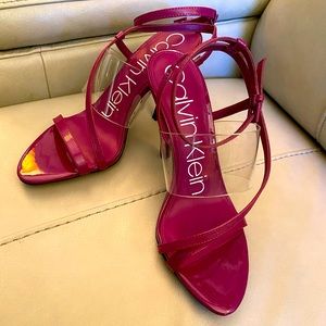 Calvin Klein Fuchsia Patent Leather Clear Strap Heels